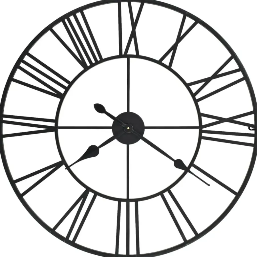 vidaXL - Wandklok - Zwart - Metaal