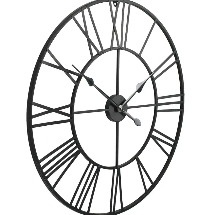 vidaXL - Wandklok - Zwart - Metaal
