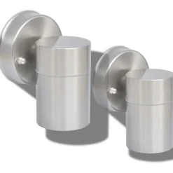 Buitenverlichting|Wandlampen-vidaXL - Wandlamp - Zilver - Roestvrij staal - 2 stuks