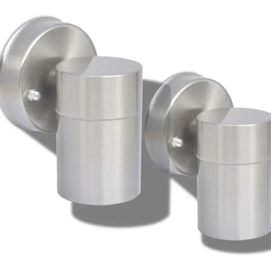 Buitenverlichting|Wandlampen-vidaXL - Wandlamp - Zilver - Roestvrij staal - 2 stuks