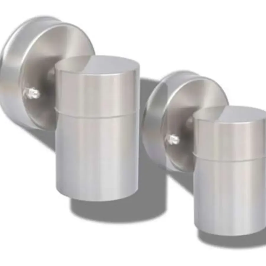 Buitenverlichting|Wandlampen-vidaXL - Wandlamp - Zilver - Roestvrij staal - 2 stuks
