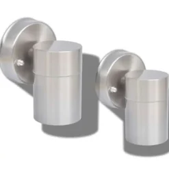 Buitenverlichting|Wandlampen-vidaXL - Wandlamp - Zilver - Roestvrij staal - 2 stuks