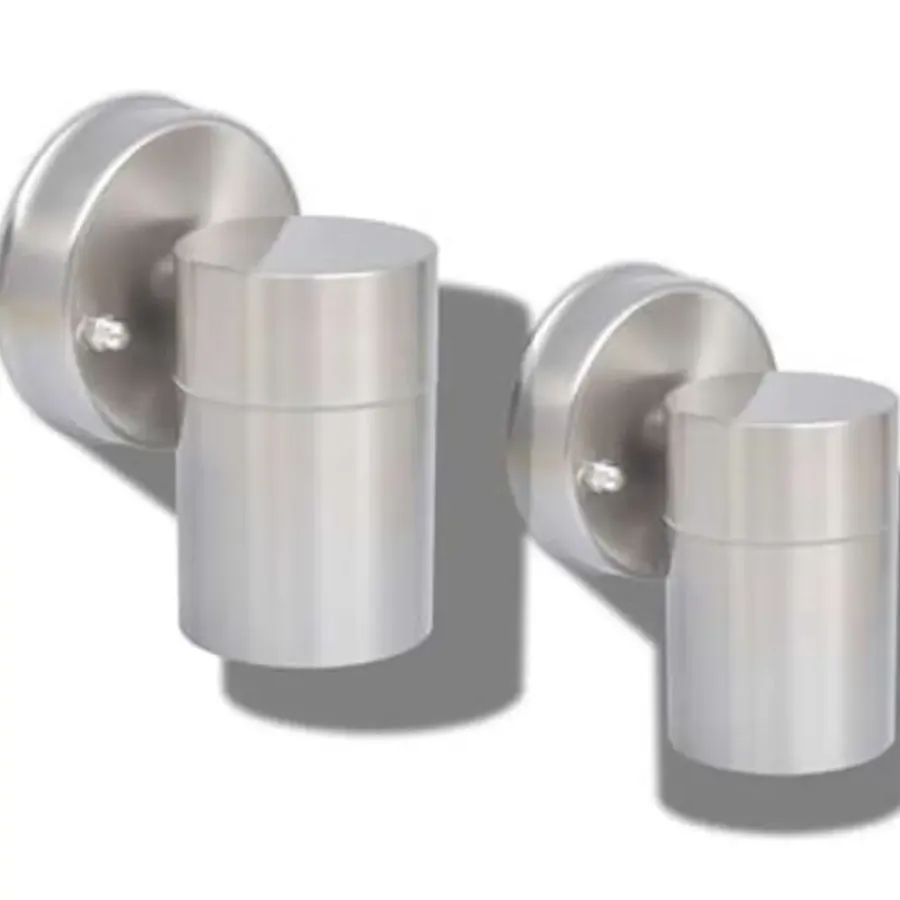 Buitenverlichting|Wandlampen-vidaXL - Wandlamp - Zilver - Roestvrij staal - 2 stuks