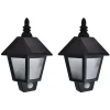 Buitenlampen Met Sensor|Solar Tuinverlichting-vidaXL - Wandlamp - Zwart - Kunststof - 2 stuks