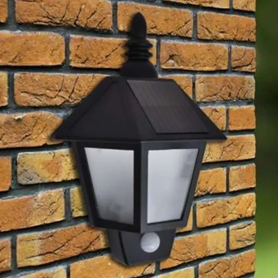 Buitenlampen Met Sensor|Solar Tuinverlichting-vidaXL - Wandlamp - Zwart - Kunststof - 2 stuks
