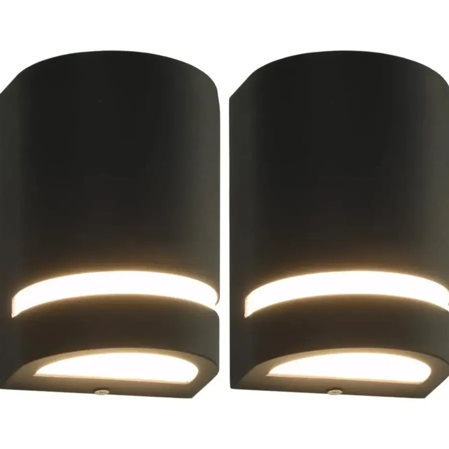 Buitenverlichting|Wandlampen-vidaXL - Wandlamp - Zwart - Aluminium - 75 x 95 x 150 mm - 2 stuks