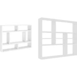 Wandrekken-vidaXL - Wandmeubel - Wit - Bewerkt hout