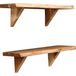 Wandplanken-vidaXL - Wandplank - Bruin - Hout - 60 x 20 x 18 cm - 2 stuks