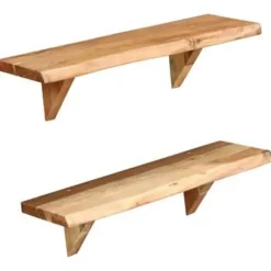 Wandplanken-vidaXL - Wandplank - Bruin - Hout - 60 x 20 x 18 cm - 2 stuks