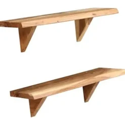 Wandplanken-vidaXL - Wandplank - Bruin - Hout - 60 x 20 x 18 cm - 2 stuks