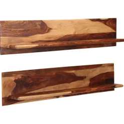 Wandplanken-vidaXL - Wandplank - Bruin - Hout - 118 x 26 x 20 cm - 2 stuks