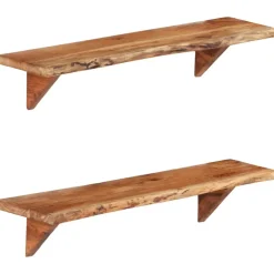 Wandplanken-vidaXL - Wandplank - Bruin - Hout - 90 x 20 x 18 cm - 2 stuks