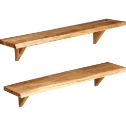 Wandplanken-vidaXL - Wandplank - Bruin - Hout - 90 x 20 x 18 cm - 2 stuks