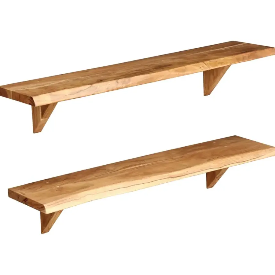 Wandplanken-vidaXL - Wandplank - Bruin - Hout - 90 x 20 x 18 cm - 2 stuks