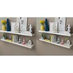 Wandplanken-vidaXL - Wandrek - Wit - MDF - 120 cm - 4 stuks
