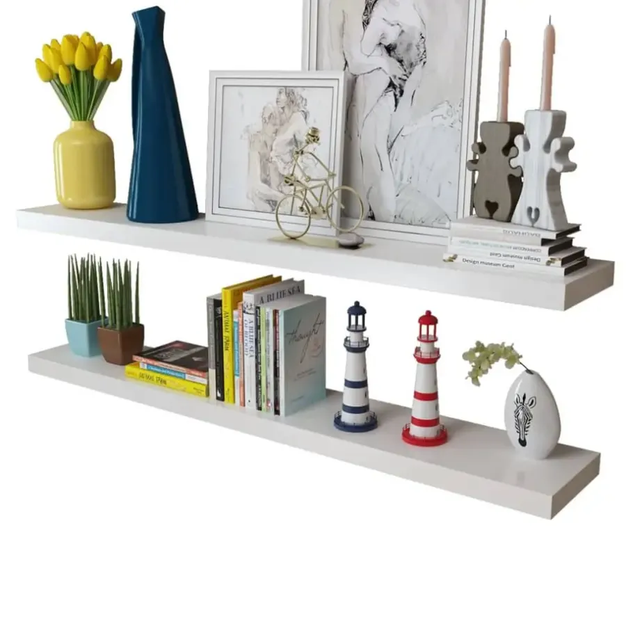 Wandplanken-vidaXL - Wandrek - Wit - MDF - 120 cm - 4 stuks