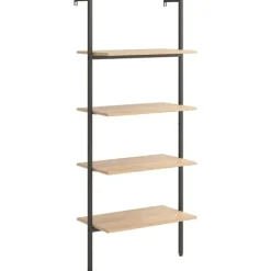 Wandrekken-vidaXL - Wandrek met 4 schappen - Lichtbruin - Bewerkt hout - 64 x 35 x 152.5 cm