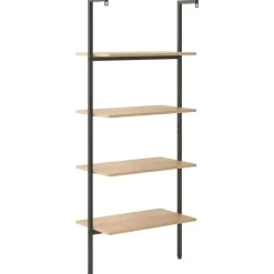 Wandrekken-vidaXL - Wandrek met 4 schappen - Lichtbruin - Bewerkt hout - 64 x 35 x 152.5 cm