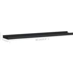Wandplanken-vidaXL - Wandschap - Zwart - MDF - 80 x 9 x 3 cm - 2 stuks