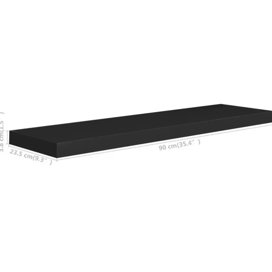 vidaXL - Wandschap - Zwart - MDF - 90 x 23.5 x 3.8 cm - 2 stuks