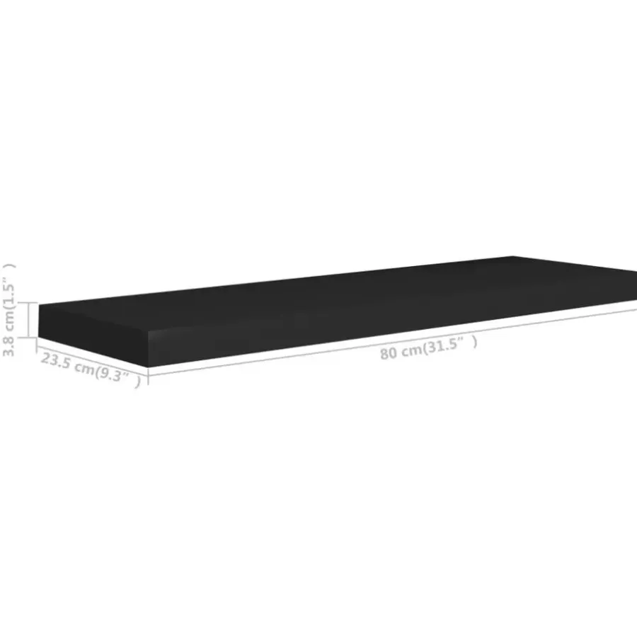 Wandplanken-vidaXL - Wandschap - Zwart - MDF - 80 x 23.5 x 3.8 cm - 2 stuks