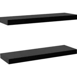 vidaXL - Wandschap - Zwart - MDF - 60 x 20 x 3.8 cm - 2 stuks