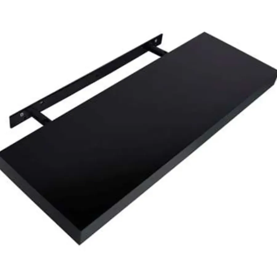 vidaXL - Wandschap - Zwart - MDF - 60 x 20 x 3.8 cm - 2 stuks