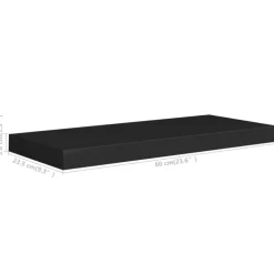 vidaXL - Wandschap - Zwart - MDF - 60 x 23.5 x 3.8 cm - 2 stuks