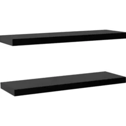 Wandplanken-vidaXL - Wandschap - Zwart - MDF - 120 x 20 x 3.8 cm - 2 stuks