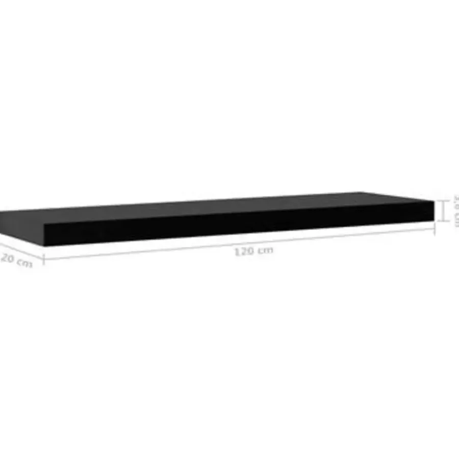 Wandplanken-vidaXL - Wandschap - Zwart - MDF - 120 x 20 x 3.8 cm - 2 stuks