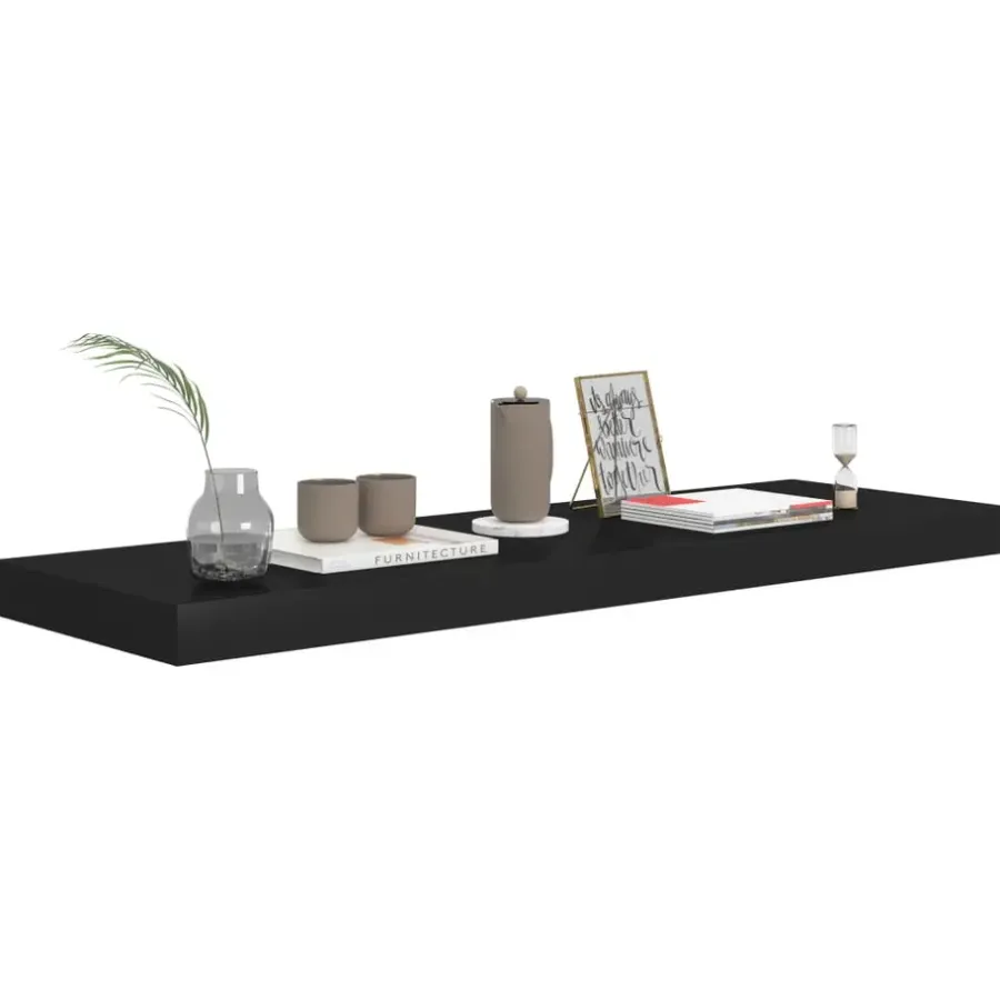 vidaXL - Wandschap - Zwart - MDF - 80 x 23.5 x 3.8 cm