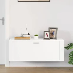 vidaXL - Wandschoenenkast - Wit - Bewerkt hout