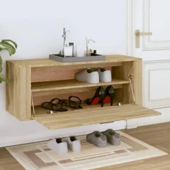 vidaXL - Wandschoenenkast - Bruin - Bewerkt hout