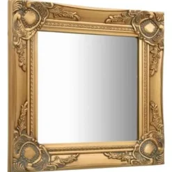 Spiegels-vidaXL - Wandspiegel - Goud - Hout - 40 x 40 cm