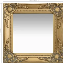 Spiegels-vidaXL - Wandspiegel - Goud - Hout - 40 x 40 cm