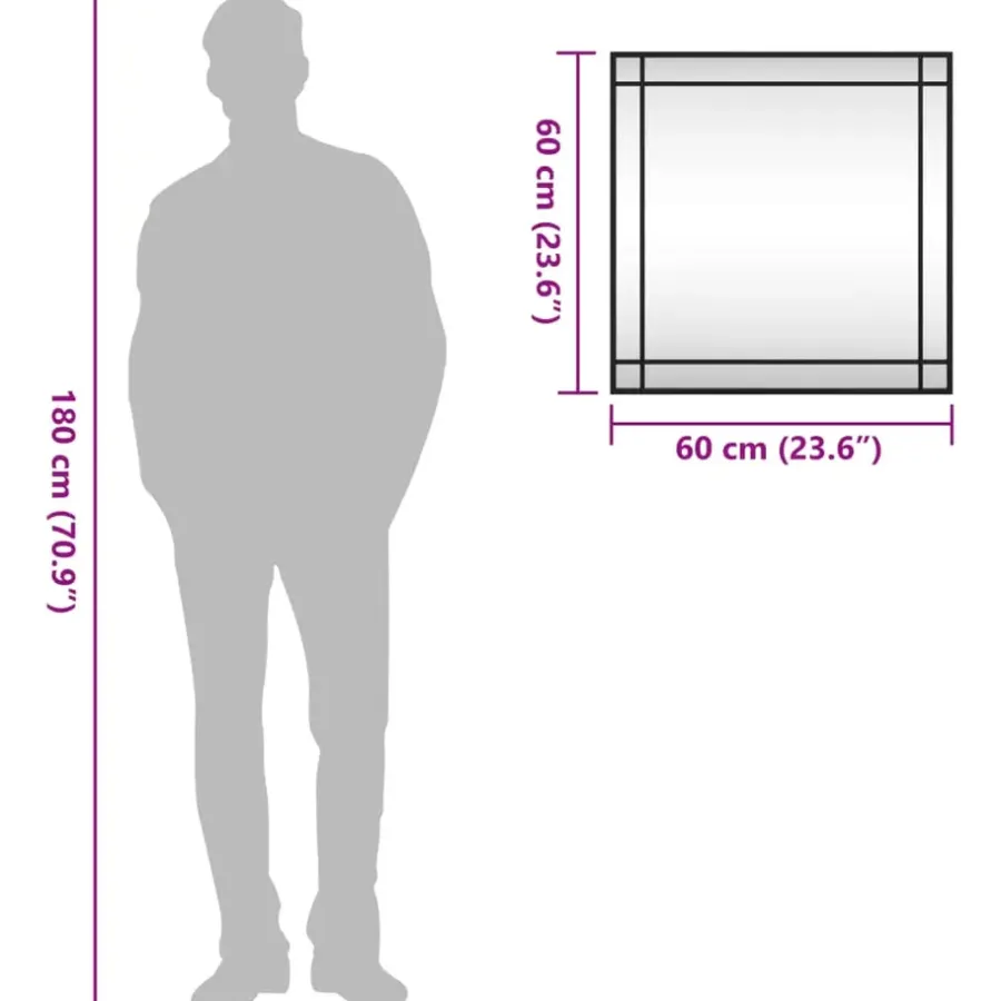 Spiegels-vidaXL - Wandspiegel - Zwart - IJzer - 60 x 60 cm