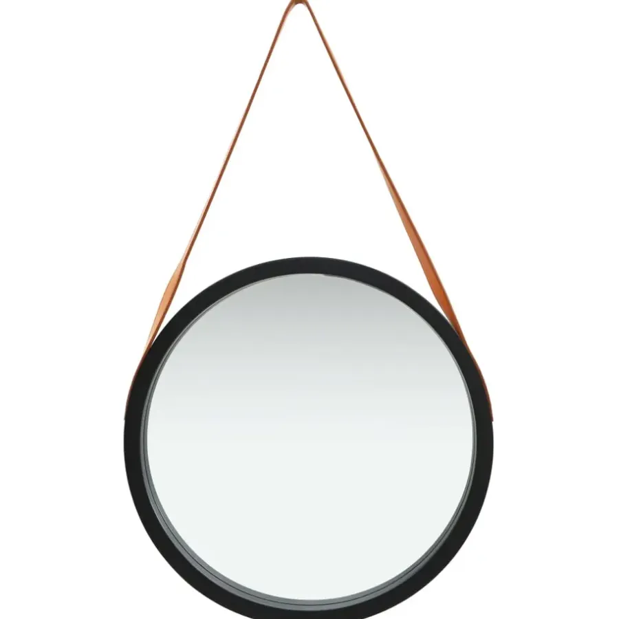 vidaXL - Wandspiegel - Zwart - Hout - Ø 50 cm