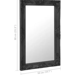 Spiegels-vidaXL - Wandspiegel - Zwart - Hout - 50 x 80 cm