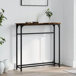 Sidetables-vidaXL - Wandtafel - Gerookt eiken - Bewerkt hout - 75x19.5x75 cm