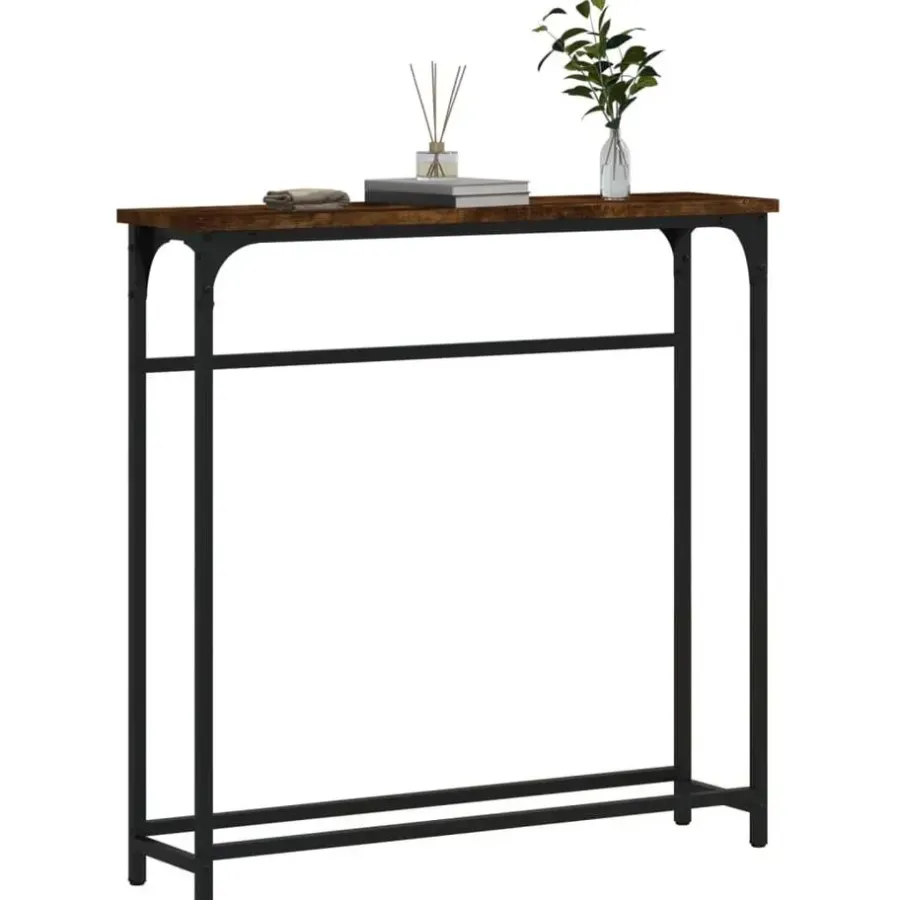 Sidetables-vidaXL - Wandtafel - Gerookt eiken - Bewerkt hout - 75x19.5x75 cm