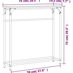 Sidetables-vidaXL - Wandtafel - Gerookt eiken - Bewerkt hout - 75x19.5x75 cm