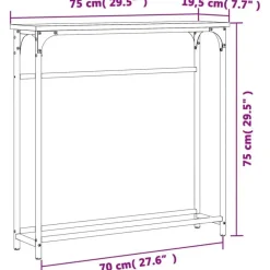 vidaXL - Wandtafel - Sonoma eiken - Bewerkt hout - 75x19.5x75 cm