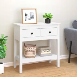 Sidetables-vidaXL - Wandtafel - Wit - Grenenhout