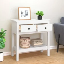 Sidetables-vidaXL - Wandtafel - Wit - Grenenhout