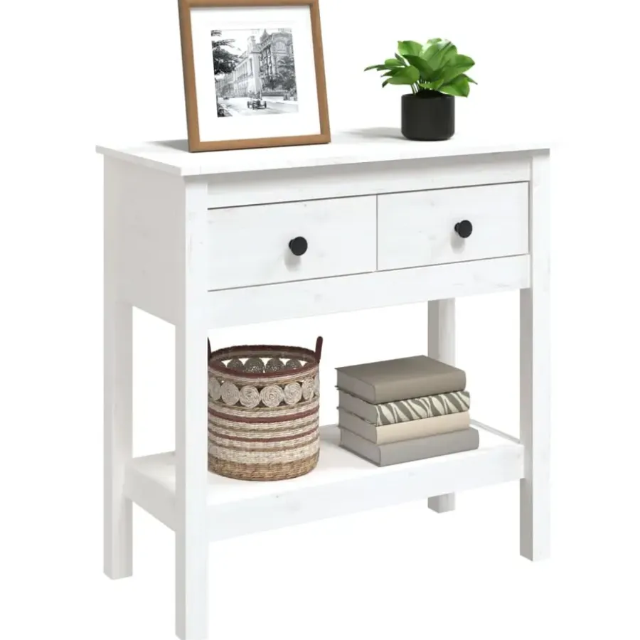 Sidetables-vidaXL - Wandtafel - Wit - Grenenhout