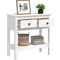 Sidetables-vidaXL - Wandtafel - Wit - Grenenhout