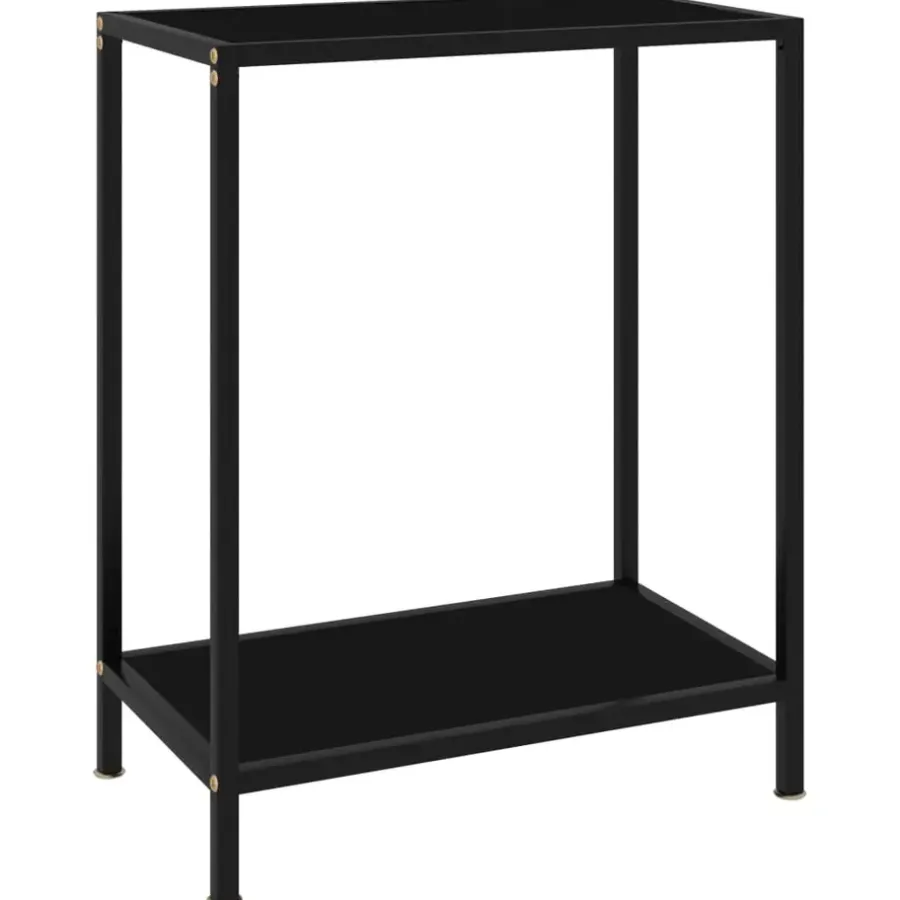 Sidetables-vidaXL - Wandtafel - Zwart - Glas - 60 x 35 x 75 cm