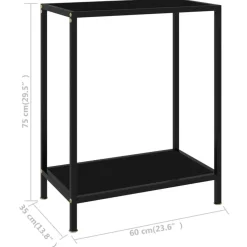 Sidetables-vidaXL - Wandtafel - Zwart - Glas - 60 x 35 x 75 cm
