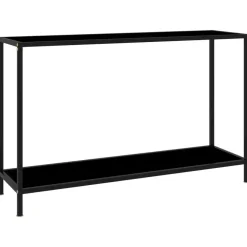 Sidetables-vidaXL - Wandtafel - Zwart - Glas - 120 x 35 x 75 cm