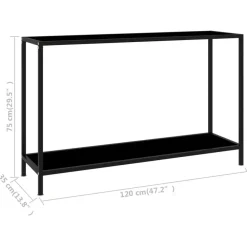 Sidetables-vidaXL - Wandtafel - Zwart - Glas - 120 x 35 x 75 cm